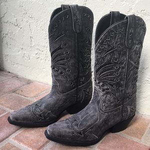 Womens Laredo Stevie Leather cowboy boots grey size 8 excellent condition